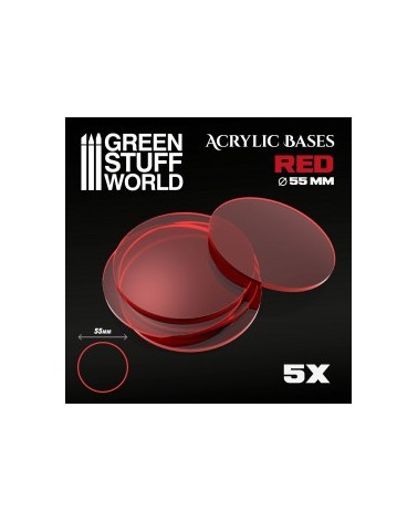 Acrylic Bases - Round 55 mm CLEAR RED