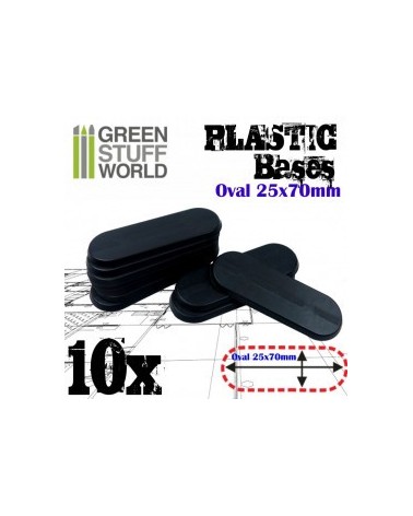 Plastic Bases - Oval Pill 25x70mm BLACK