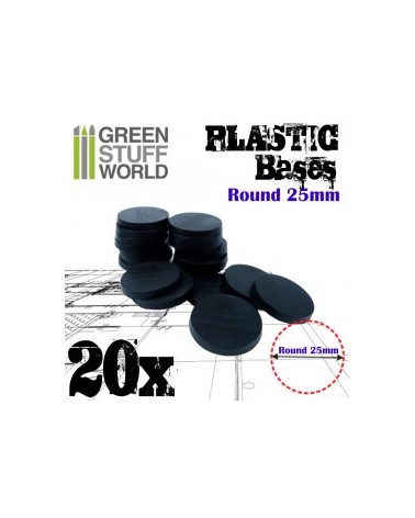 Plastic Bases - Round 25mm BLACK