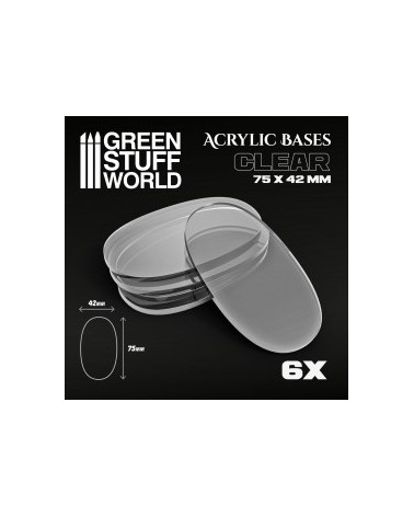 Acrylic Bases - Oval Pill 75x42mm CLEAR