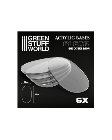 Acrylic Bases - Oval Pill 90x52mm CLEAR