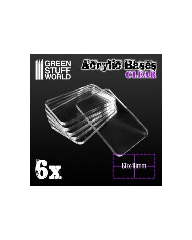 Acrylic Bases - Square 60x40mm CLEAR