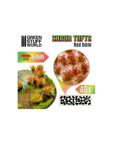 Shrubs TUFTS - 6mm self-adhesive - RED Flowers