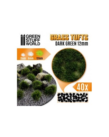 Grass TUFTS - 12mm self-adhesive - DARK GREEN