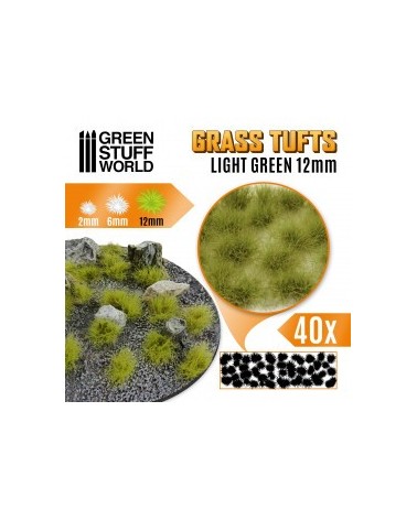 Grass TUFTS - 12mm self-adhesive - LIGHT GREEN