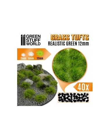 Grass TUFTS - 12mm self-adhesive - REALISTIC GREEN