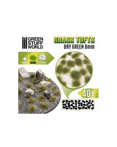 Grass TUFTS - 6mm self-adhesive - DRY GREEN