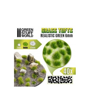 Grass TUFTS - 6mm self-adhesive - REALISTIC GREEN