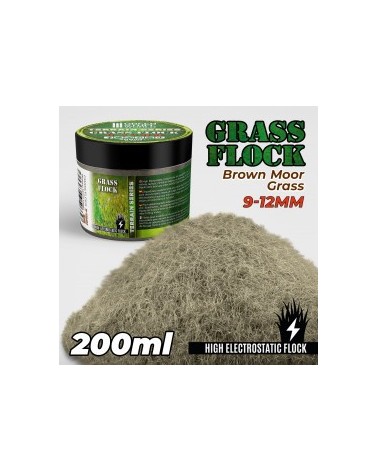 Static Grass Flock 9-12mm - Brown Moor Grass - 200 ml