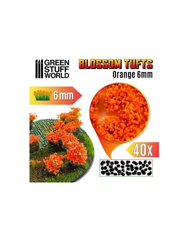 Blossom TUFTS - 6mm self-adhesive - ORANGE Flowers