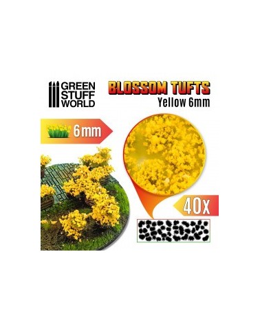 Blossom TUFTS - 6mm self-adhesive - YELLOW Flowers