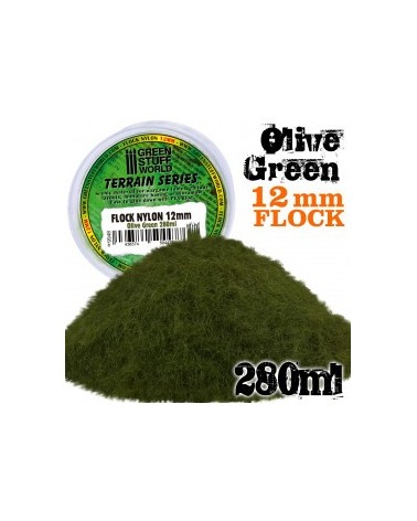 Static Grass Flock 12mm - Olive Green - 280 ml