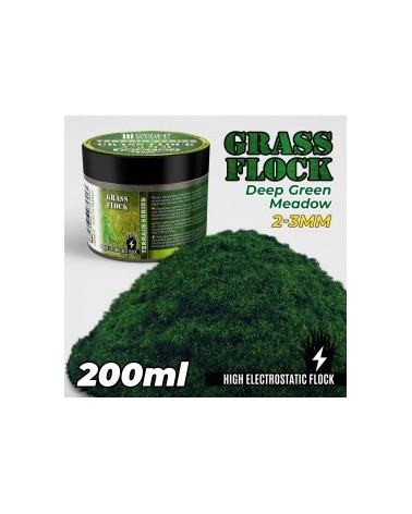 Static Grass Flock 2-3mm - DEEP GREEN MEADOW - 200 ml