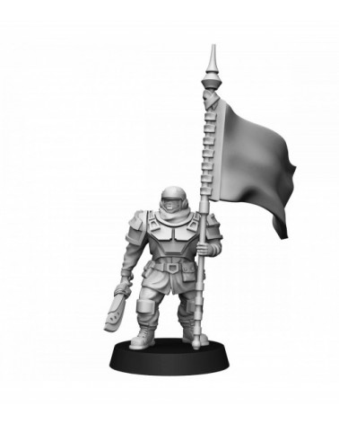 Alpha Troops Veteran With Company Banner