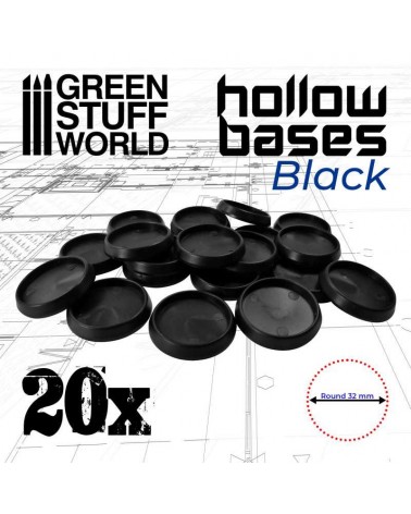 Hollow Plastic Bases - BLACK 32mm