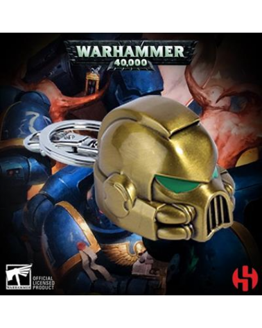 SPACE MARINE MKVII HELMET GOLD KEYCHAIN - WARHAMMER 40K