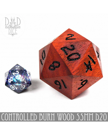 50mm Wood D20 Controlled Burn (Gift Box)