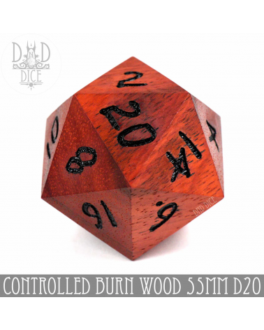 50mm Wood D20 Controlled Burn (Gift Box)